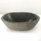 Lavabo da appoggio in pietra di fiume Akta pezzo unico Viadurini