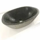 Lavabo da appoggio in pietra di fiume Akta pezzo unico Viadurini