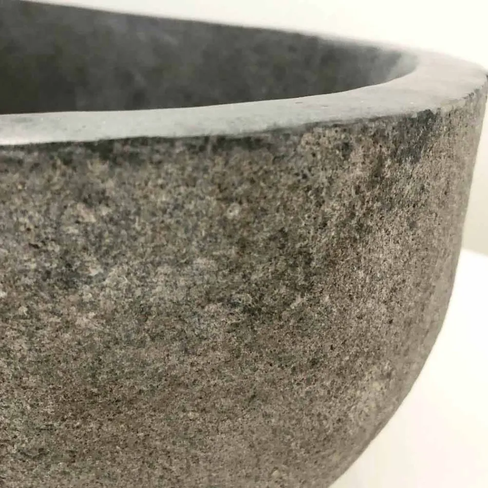 Lavabo da appoggio in pietra di fiume Akta pezzo unico Viadurini