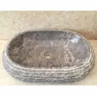 Lavabo da appoggio in pietra grigia Ivy, pezzo unico Viadurini