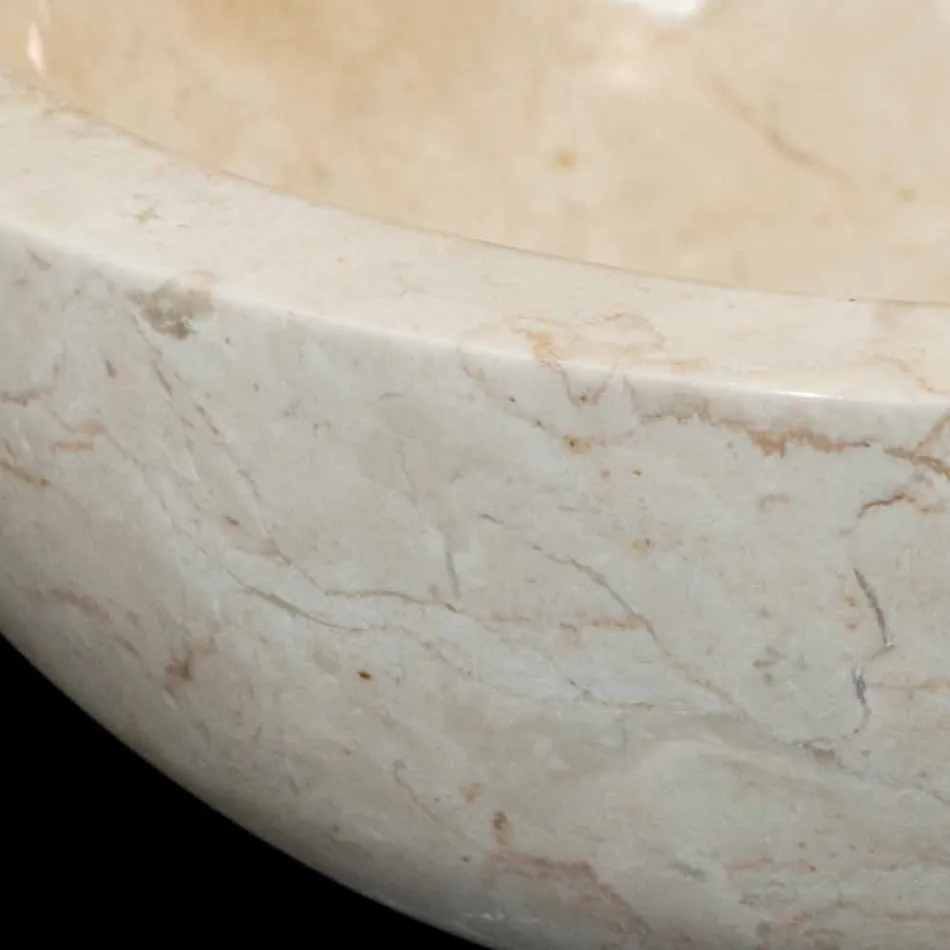 Lavabo da appoggio in pietra naturale bianco Levi, pezzo unico Viadurini
