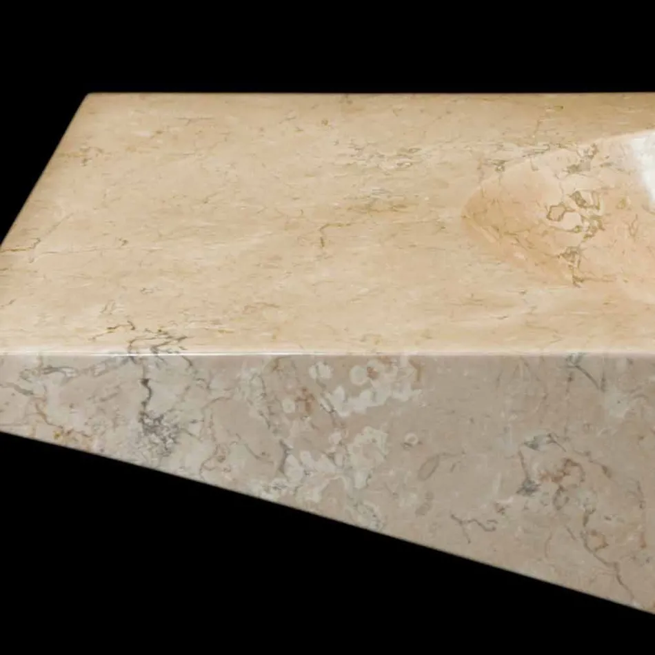 Lavabo da appoggio in pietra naturale bianco Vox, pezzo unico Viadurini