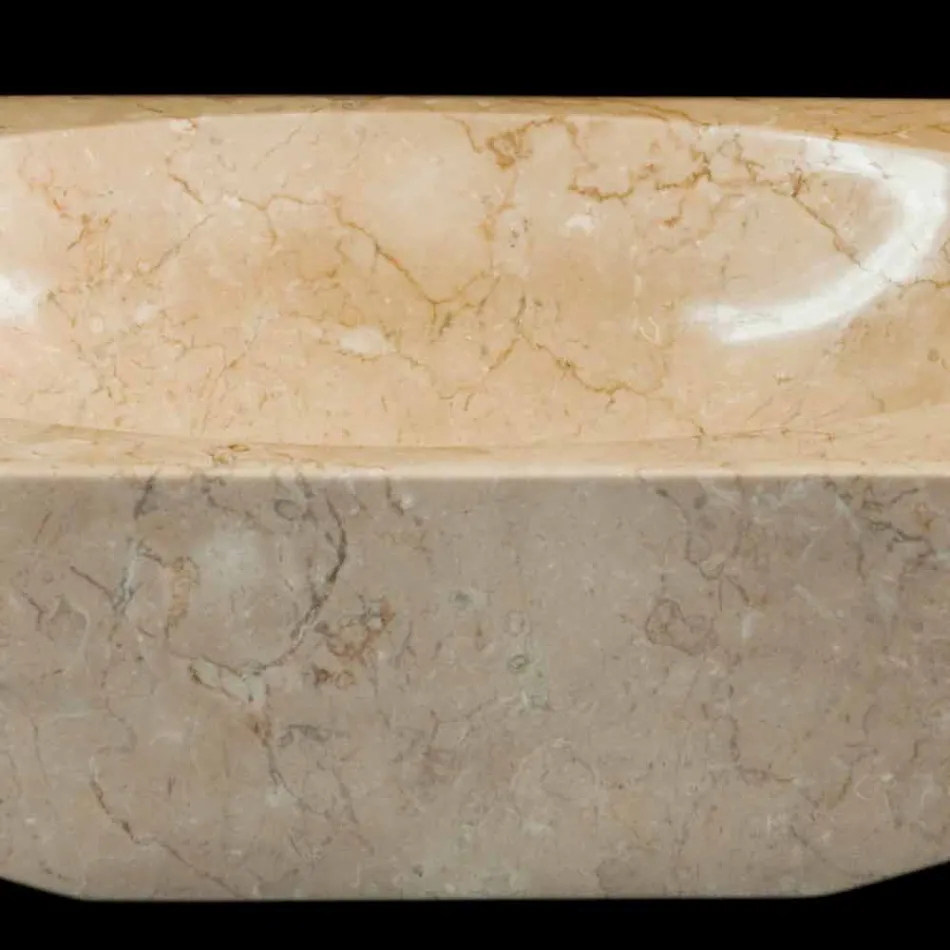 Lavabo da appoggio in pietra naturale bianco Vox, pezzo unico Viadurini