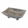 Lavabo da appoggio grigio design in pietra naturale Iria, pezzo unico