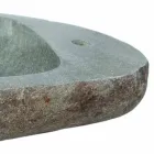 Lavabo da appoggio in pietra naturale Kai, con foro rubinetto Viadurini
