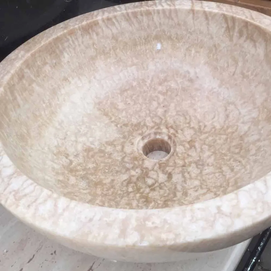 Lavabo da appoggio in pietra naturale, pezzo unico, Ana Viadurini