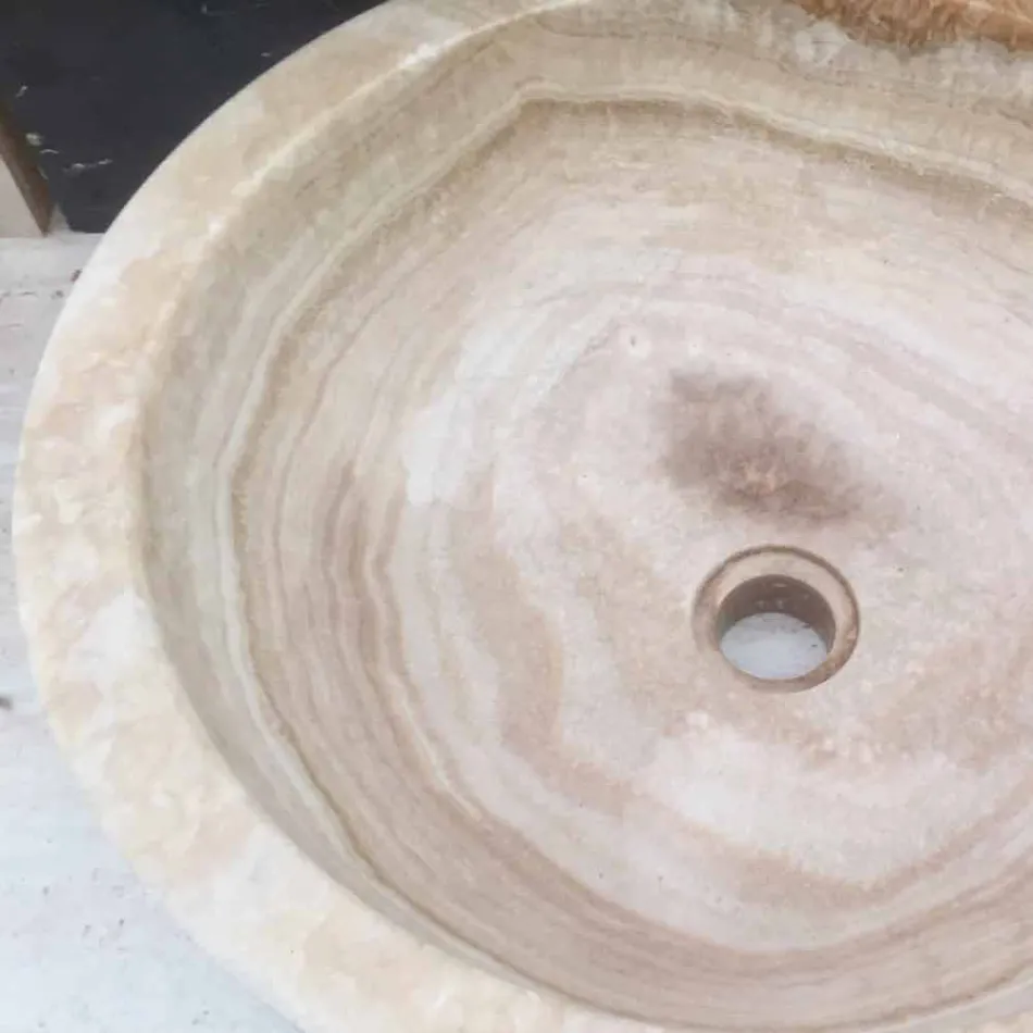 Lavabo da appoggio in pietra naturale, pezzo unico, Ana Viadurini