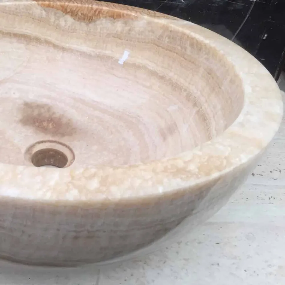 Lavabo da appoggio in pietra naturale, pezzo unico, Ana Viadurini