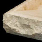 Lavabo da appoggio in pietra naturale Sam bianco, pezzo unico Viadurini
