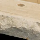 Lavabo da appoggio in pietra naturale Sam bianco, pezzo unico Viadurini