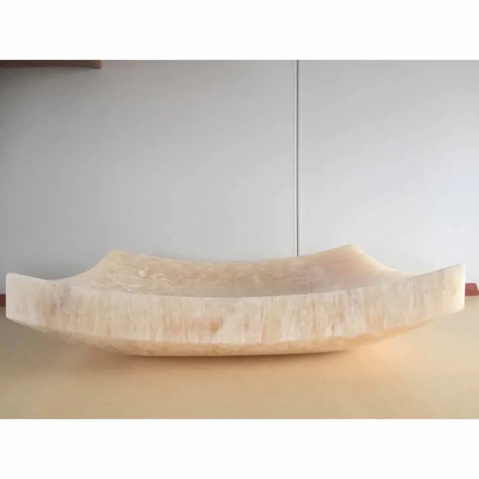 Lavabo da appoggio in pietra onice naturale Love, pezzo unico Viadurini