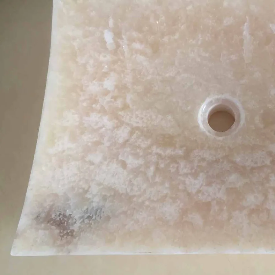 Lavabo da appoggio in pietra onice naturale Love, pezzo unico Viadurini