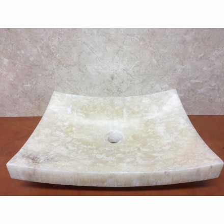 Lavabo da appoggio in pietra onice naturale Love, pezzo unico Viadurini