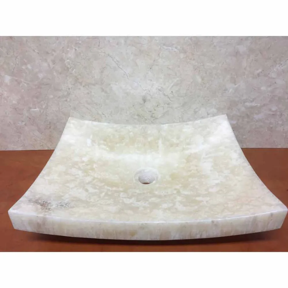 Lavabo da appoggio in pietra onice naturale Love, pezzo unico Viadurini
