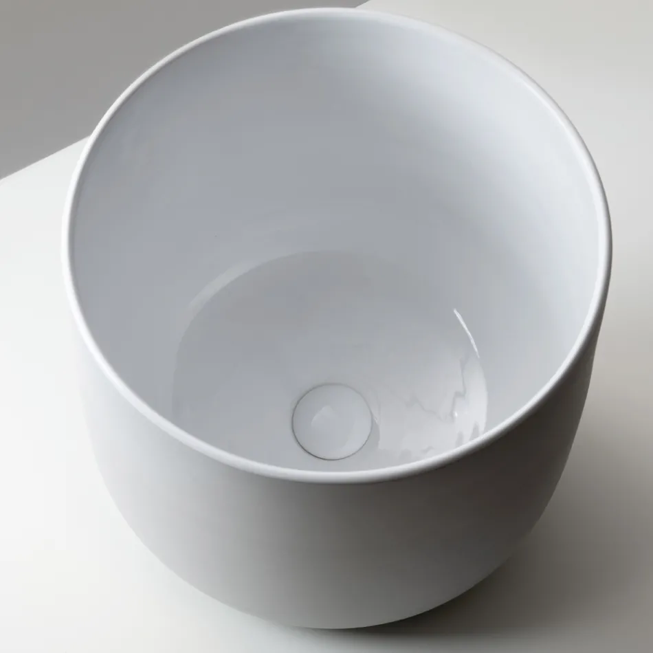 Lavabo da Appoggio in Porcellana Tornita a Mano - Nomad Viadurini