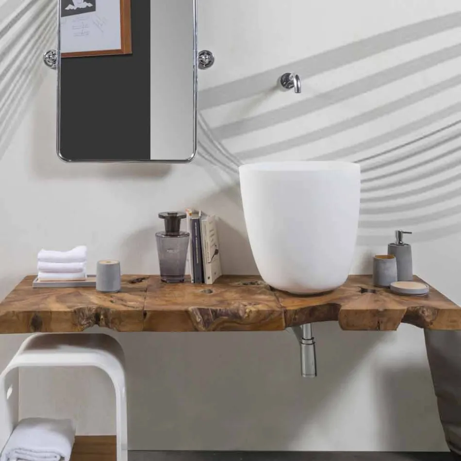 Lavabo da Appoggio in Resina e Polveri Minerali a Forma di Secchio - Secchiello Viadurini
