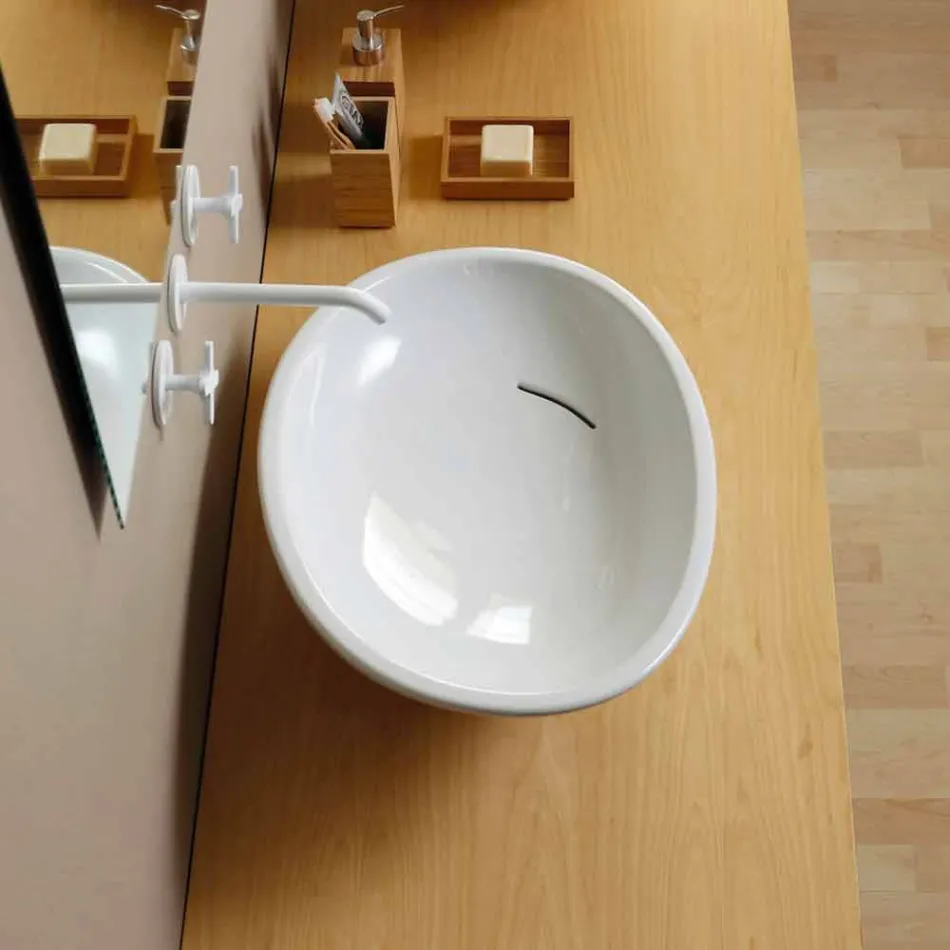 Lavabo da appoggio inclinato di design ceramica made in Italy Glossy Viadurini