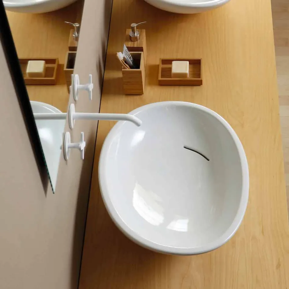 Lavabo da appoggio inclinato di design ceramica made in Italy Glossy Viadurini
