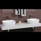 Lavabo da Appoggio Inclinato in Ceramica Bianca dal Design Moderno - Papavero Viadurini