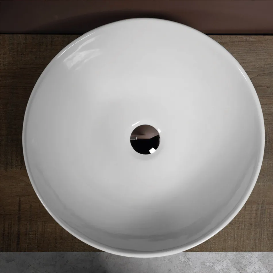 Lavabo da Appoggio Inclinato Ovale in Ceramica e Design Moderno - Papavero Viadurini
