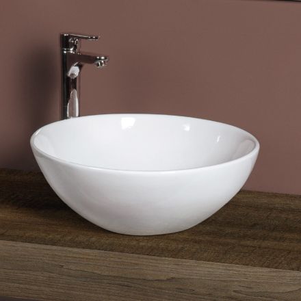 Lavabo da Appoggio Inclinato Ovale in Ceramica e Design Moderno - Papavero Viadurini