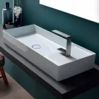 Lavabo da appoggio moderno in ceramica bianca o colorata Sun 85x37 cm Viadurini