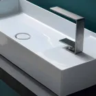 Lavabo da appoggio moderno in ceramica bianca o colorata Sun 85x37 cm Viadurini