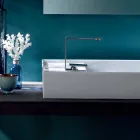 Lavabo da appoggio moderno in ceramica bianca o colorata Sun 85x37 cm Viadurini
