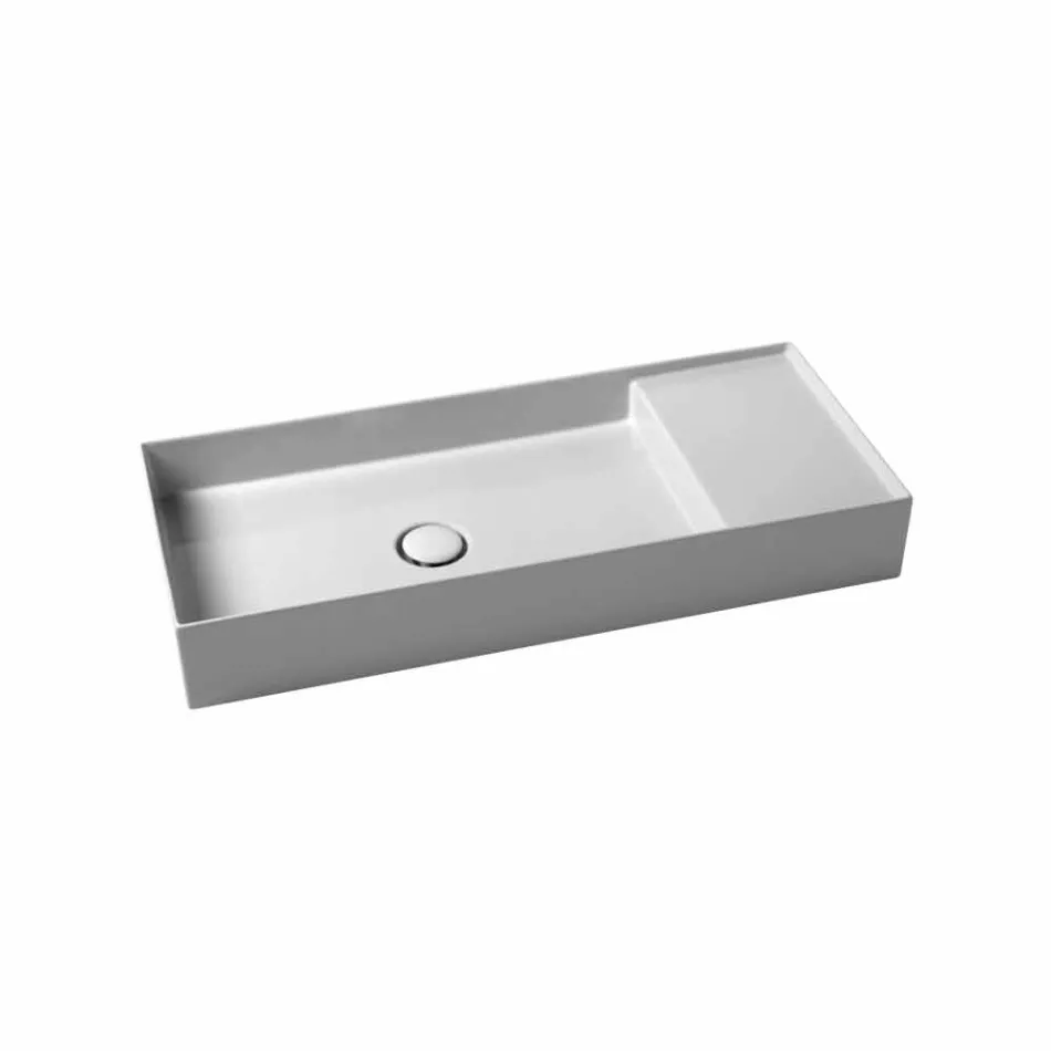 Lavabo da appoggio moderno in ceramica bianca o colorata Sun 85x37 cm Viadurini