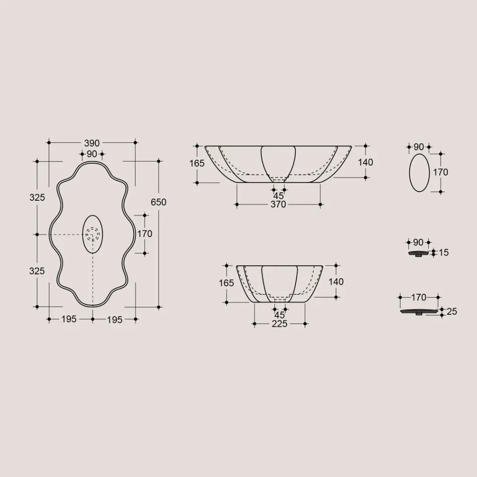 Lavabo da Appoggio Moderno in Ceramica Lucida Realizzato in Italia - Cubo Viadurini