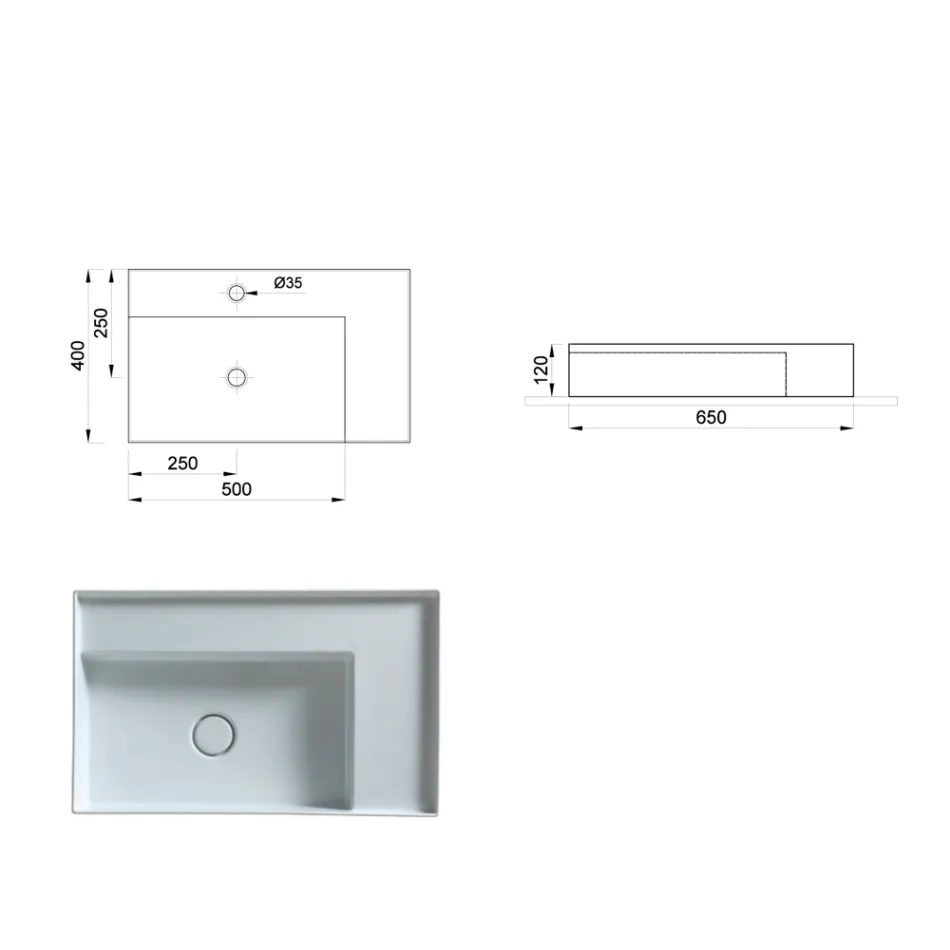 Lavabo da appoggio moderno in ceramica nera made in Italy Viadurini