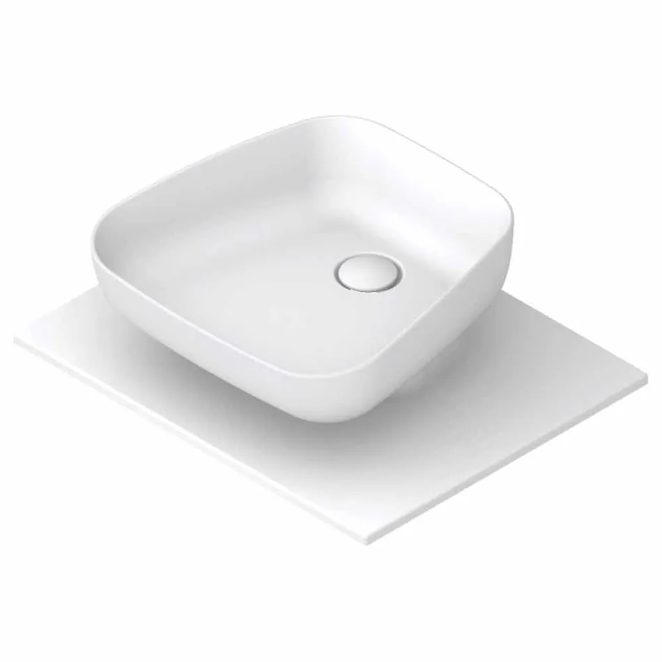 Lavabo da appoggio moderno in ceramica realizzato in Italia, Reale Viadurini