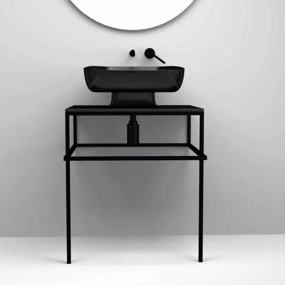 Lavabo da appoggio moderno in ceramica realizzato in Italia, Reale Viadurini