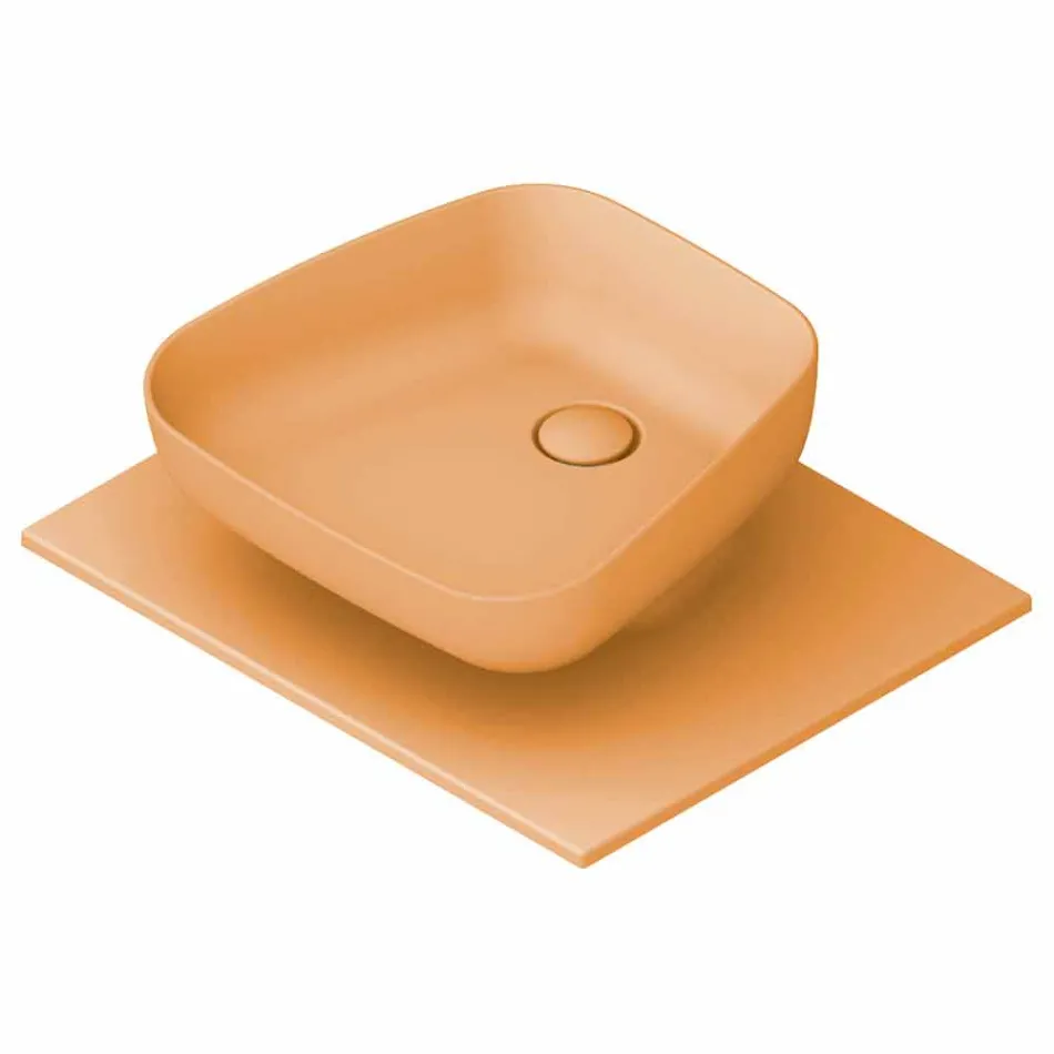 Lavabo da appoggio moderno in ceramica realizzato in Italia, Reale Viadurini