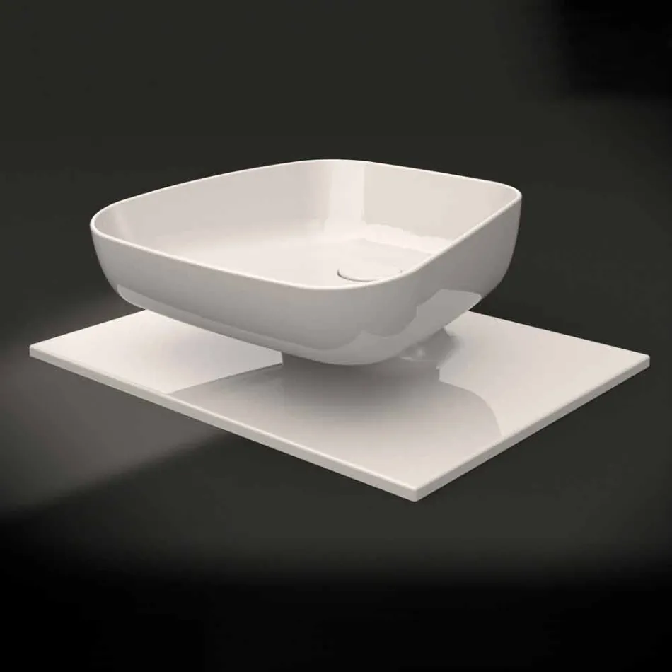 Lavabo da appoggio moderno in ceramica realizzato in Italia, Reale Viadurini