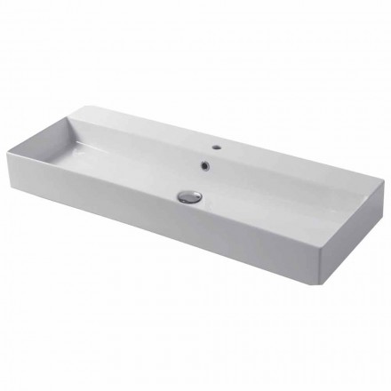 Lavabo da Appoggio o Parete in Ceramica Colorata o Bianca Leivi Viadurini
