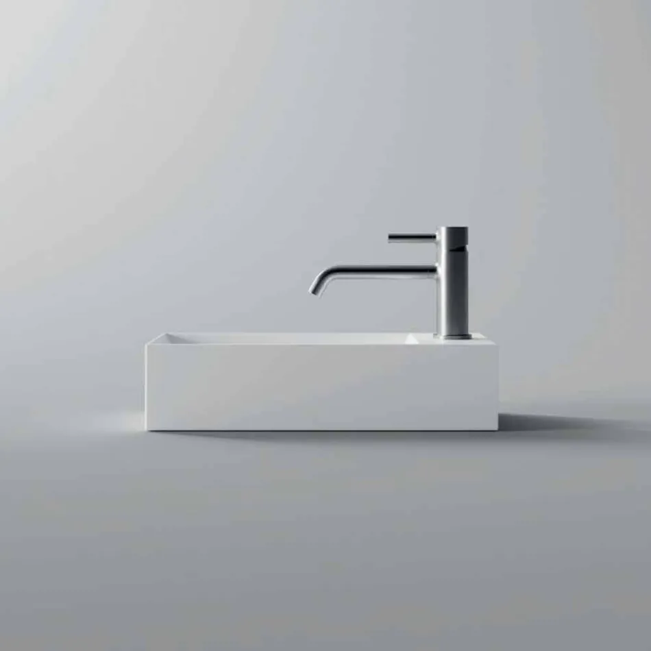 Lavabo da Appoggio o Sospeso Rettangolare in Ceramica Made in Italy - Act  Viadurini