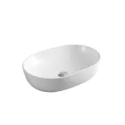 Lavabo da Appoggio Ovale in Ceramica Bianca dal Design Moderno - Papavero Viadurini