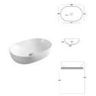 Lavabo da Appoggio Ovale in Ceramica Bianca dal Design Moderno - Papavero Viadurini