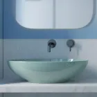Lavabo da Appoggio Ovale in Ceramica Lucida L 50 cm Made in Italy - Ferry Viadurini