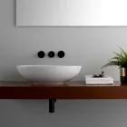 Lavabo da Appoggio Ovale in Ceramica Lucida Realizzato in Italia - Ferry Viadurini