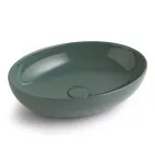 Lavabo da Appoggio Ovale in Ceramica Lucida Realizzato in Italia - Ferry Viadurini