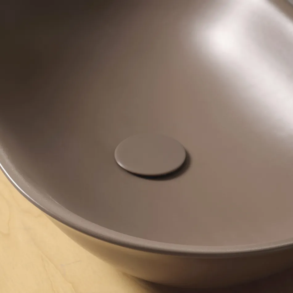 Lavabo da Appoggio Ovale in Ceramica Opaca Realizzato in Italia - Nelly Viadurini