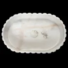 Lavabo da Appoggio Ovale per il Bagno Realizzato in Marmo Bianco - Cunzite Viadurini