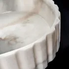 Lavabo da Appoggio Ovale per il Bagno Realizzato in Marmo Bianco - Cunzite Viadurini