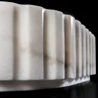 Lavabo da Appoggio Ovale per il Bagno Realizzato in Marmo Bianco - Cunzite Viadurini
