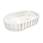 Lavabo da Appoggio Ovale per il Bagno Realizzato in Marmo Bianco - Cunzite Viadurini