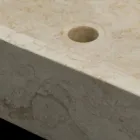 Lavabo da appoggio per bagno bianco in pietra naturale Jef,pezzo unico Viadurini