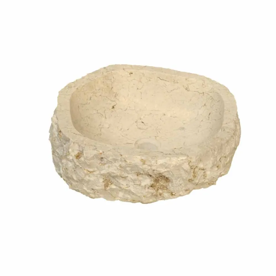 Lavabo da Appoggio Pezzo Unico in Marmo Beige Mumbai Viadurini