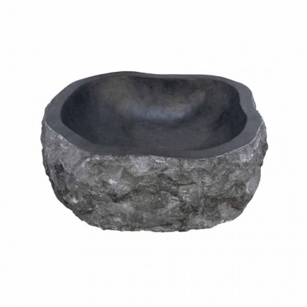 Lavabo da Appoggio Pezzo Unico in Marmo Nero Mumbai Viadurini
